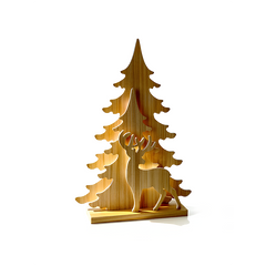 Premier 40cm Lit Wooden Reindeer Christmas Scene Tabletop LED Decoration