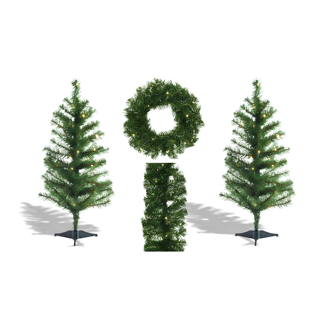 Kaemingk Rovinj Lit Village Decorations Set 4 Warm White Christmas Display