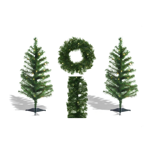 Kaemingk Rovinj Lit Village Decorations Set 4 Warm White Christmas Display