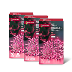 Premier 200 LED Multi Action Supabrights With Timer Pink/Clear Cable