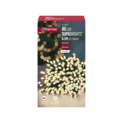 Premier 80 LED Supabrights Warm White Lights with Timer Green Cable Indoor