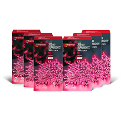 Premier 200 LED Multi Action Supabrights With Timer Pink/Clear Cable