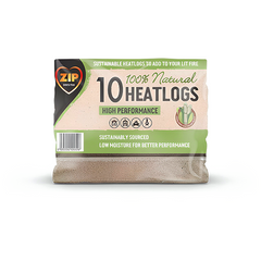 Zip Natural Heatlog 10 Pack Eco Friendly Sugarcane Logs Wood Burner Slim