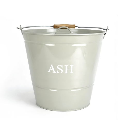 Manor Ash Bucket With Lid Olive Metal Firewood Coal Storage Container Slim