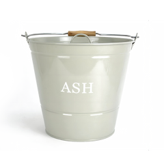 Manor Ash Bucket With Lid Olive Metal Firewood Coal Storage Container Slim