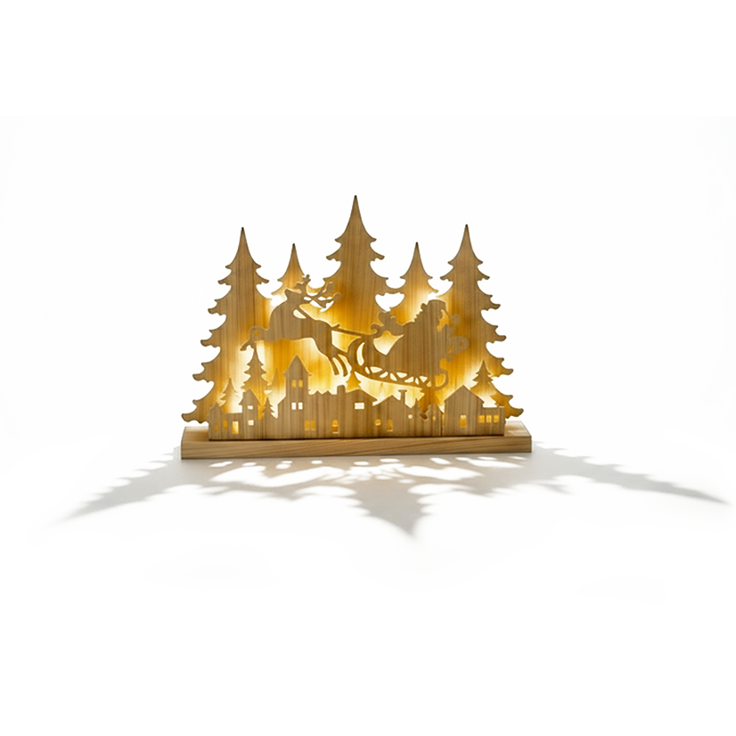 Premier 43cm Lit Santa In Sleigh Christmas Scene Tabletop LED Decoration