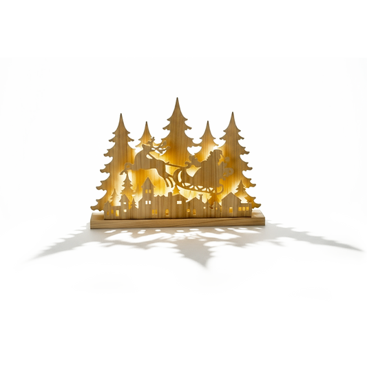 Premier 43cm Lit Santa In Sleigh Christmas Scene Tabletop LED Decoration