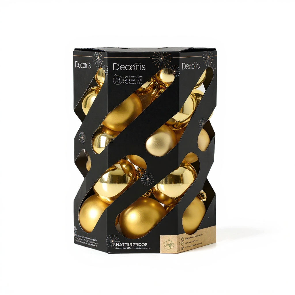 Kaemingk Baubles Polystyrene Light Gold Pack 30 Assorted Sizes Christmas Decor