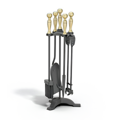 Manor Companion Set Black Antique Fireplace Tools Slim Elegant Hearth Kit