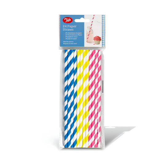 Tala 24 Pastel Paper Straws Eco Friendly Biodegradable Party Drink Straws Set