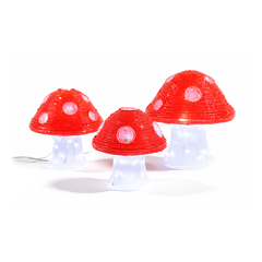 Lumineo LED Outdoor Acrylic Mushroom Set of 3 Garden Decoration Lights