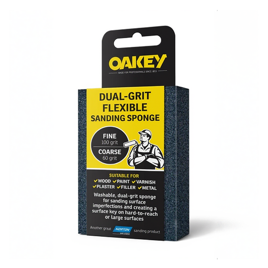 Oakey Dual-Grit Flexible Sanding Sponge 90x65x25mm Fine Coarse Wood Paint Metal