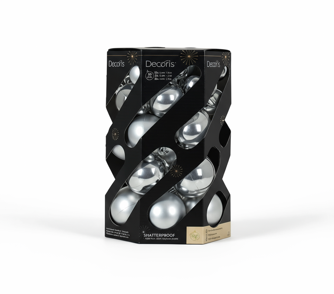 Kaemingk Baubles Polystyrene Silver Pack 30 Assorted Sizes Christmas Decor