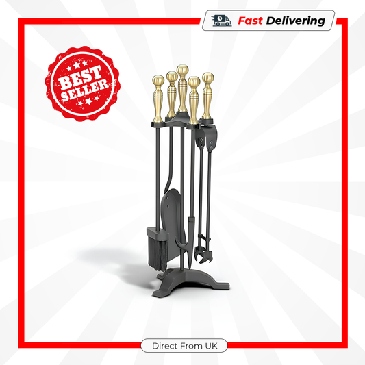 Manor Companion Set Black Antique Fireplace Tools Slim Elegant Hearth Kit