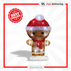 Premier Battery Operated Lit Acrylic Gingerbread With 18 White LEDs 22cm