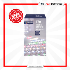 Premier UltraBrights Waterfall Lights 400 LEDs Multi Coloured Silver Wire