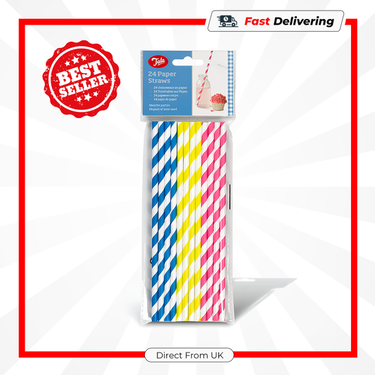Tala 24 Pastel Paper Straws Eco Friendly Biodegradable Party Drink Straws Set