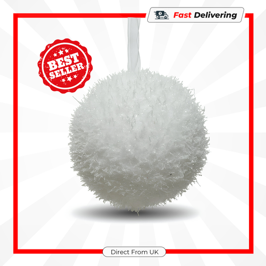 Kaemingk White Foam Bauble 8cm Christmas Tree Ornament Winter Holiday Decor