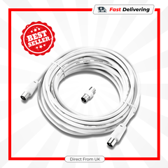 Masterplug Coaxial Cable with Femail to Female Coupler 10m White