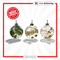 Premier Lit Glass Bauble Warm White 10 LED Christmas Decoration 10cm
