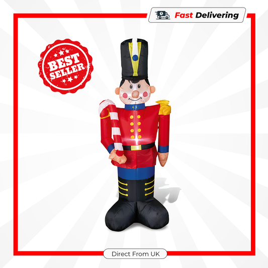 Premier Inflatable Toy Soldier Candy Cane 1.8m Christmas Outdoor Decor Figure