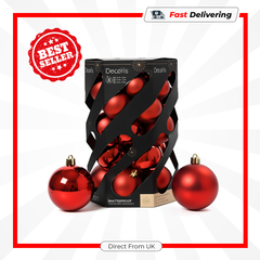 Kaemingk Baubles Polystyrene Christmas Red 6cm Pack Assorted Tree Ornaments