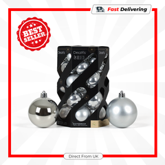 Kaemingk Baubles Polystyrene Silver Pack 30 Assorted Sizes Christmas Decor