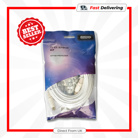 Securlec Slim TV Lead Kit Aerial Cable & Connectors Set Bubble Packed TV Signals