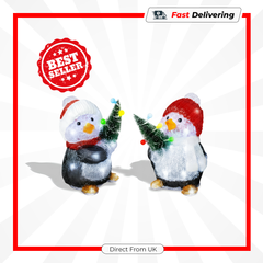 Lumineo LED Acrylic Penguin 24 Cool White Christmas Lights Indoor Outdoor Decor