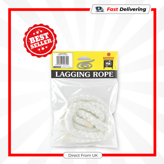 Hotspot Lagging Rope 12mm x 2m Glass Fibre Stove Insulation Flexible