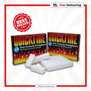 Quickfire Firelighters Pack of 14 Fast Lighting for BBQ, Stove & Open Fires