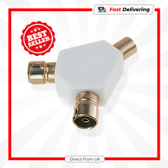 Securlec Slim 2 Way Coax Splitter TV Satellite Cable Signal Divider Bubble Pack