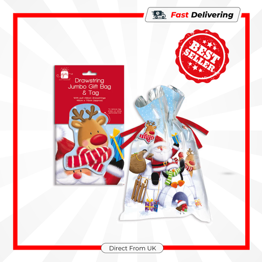 Ig Design Drawstring Jumbo Gift Bag & Tag Jumbo