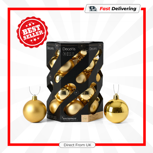 Kaemingk Baubles Polystyrene Light Gold Pack 30 Assorted Sizes Christmas Decor