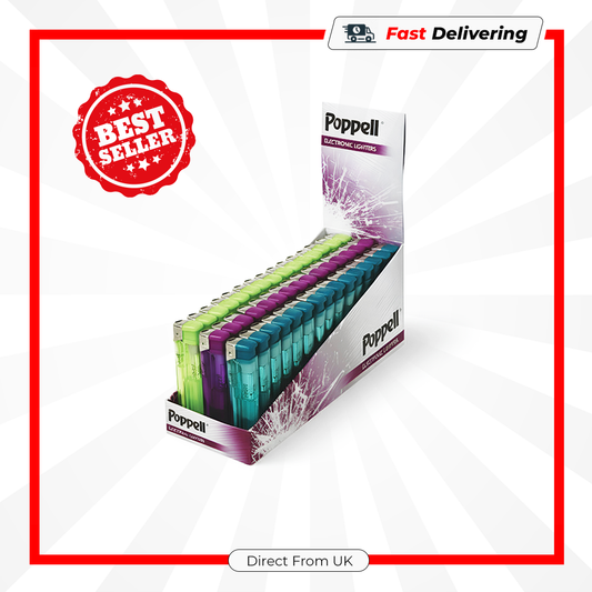 Poppell Electronic Refillable Lighters 25 Pack Reusable Flame Home Outdoor