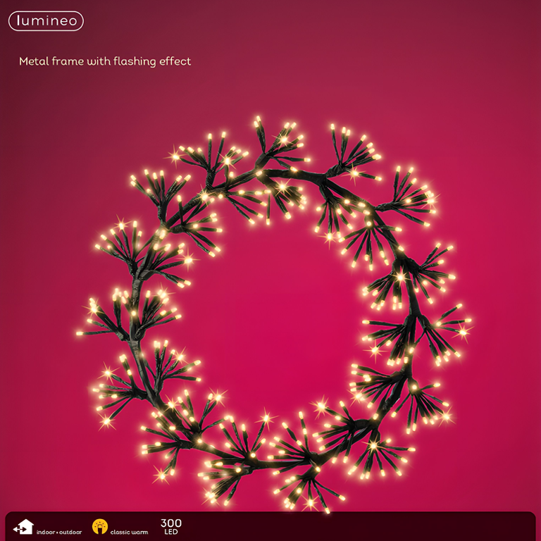 300 LED Black Silver Frame Warm White Christmas Lights Indoor Outdoor Decor