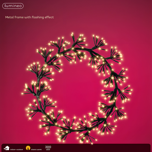 300 LED Black Silver Frame Warm White Christmas Lights Indoor Outdoor Decor