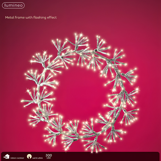 300 LED Black Silver Frame Warm White Christmas Lights Indoor Outdoor Decor