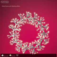 300 LED Black Silver Frame Warm White Christmas Lights Indoor Outdoor Decor