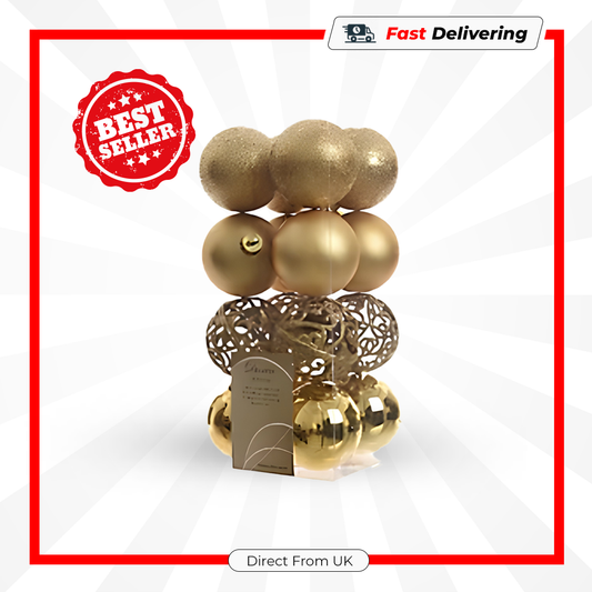 Kaemingk Shatterproof Plain Baubles 80mm Light Gold