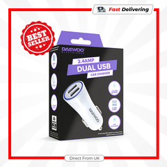 Daewoo Double USB Car Charger 2.4A Fast Charge Dual Port Mobile Adapter