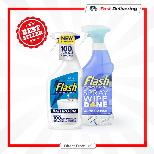 Flash Slim Bathroom Spray Wipes 800ml White Blossom Cleaner Anti-Bacterial