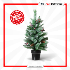 Kaemingk Windham Mini Christmas Tree 75cm Snowy Green & White Tabletop Decor