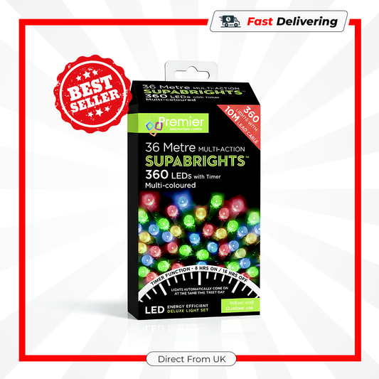 Premier 360 LED Multi Action Supabrights Christmas Lights Timer Indoor Outdoor