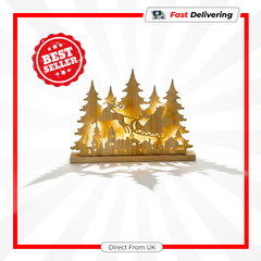 Premier 43cm Lit Santa In Sleigh Christmas Scene Tabletop LED Decoration