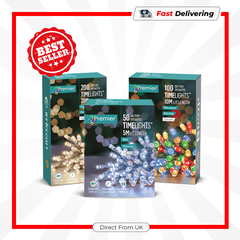 Premier 50 LED Multi Action Battery Operated TIMELIGHTS™ White/Clear Cable