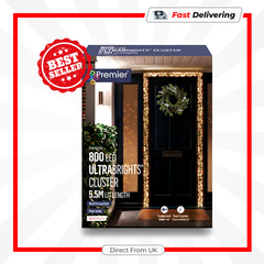 Premier 800 LED Rose Gold Ultra Bright Cluster Red Vintage Gold Christmas Lights 5.5m