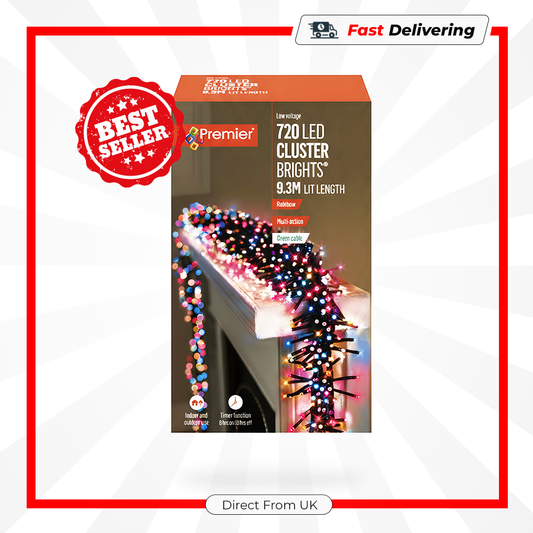 Premier 720 LED Multi Action Cluster Brights With Timer Rainbow/Green Cable