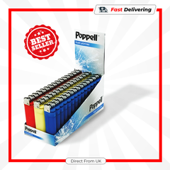 Poppell Flint Disposable Lighters 25 Pack Windproof Strong Flame Bulk Set