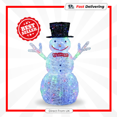 Premier Acrylic Snowman 76cm with 88 White LEDs Christmas Outdoor Decoration